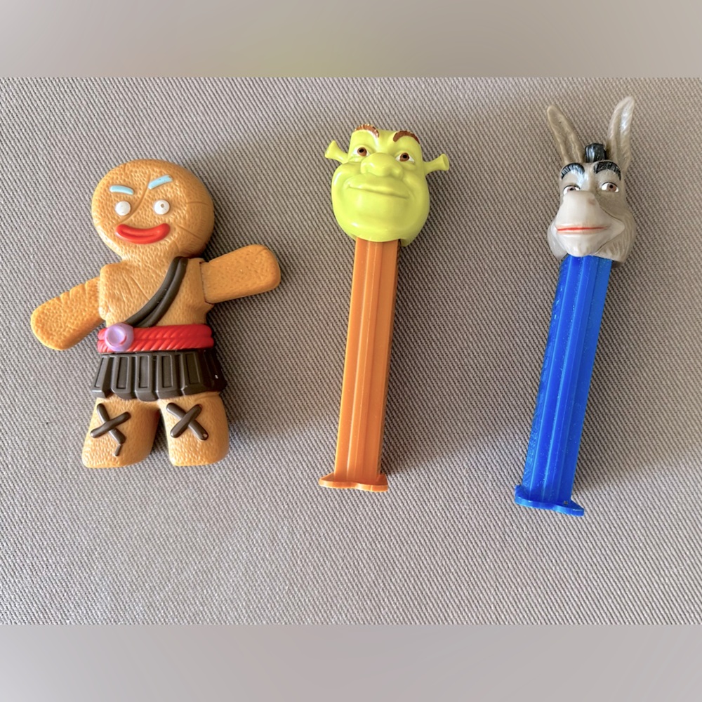 Three Shrek character toys PEZ Dispensers